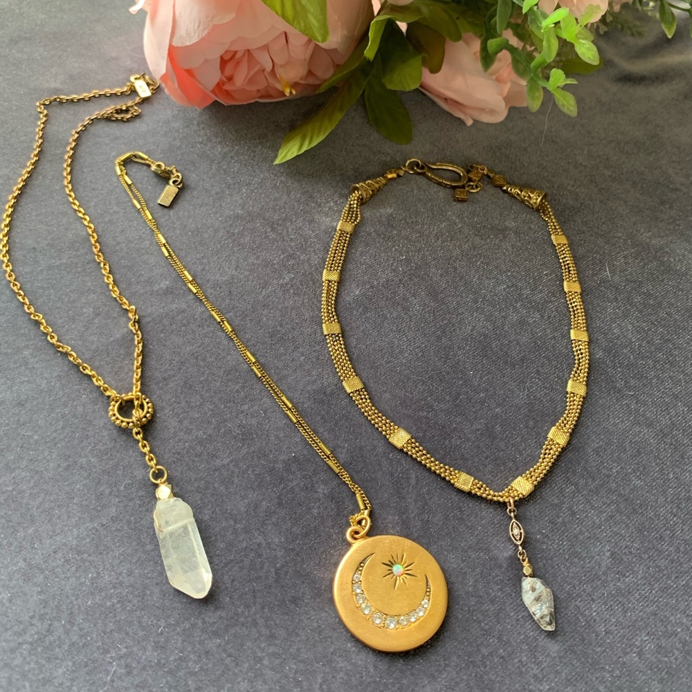 Vanessa Mooney x FP Gold & Crystal Drop Necklace